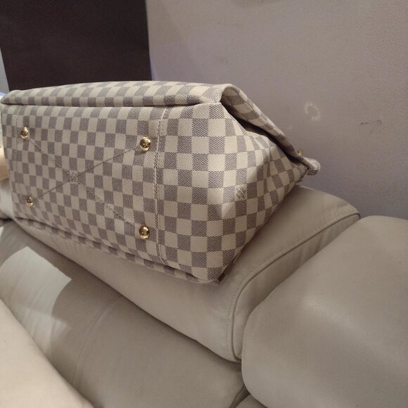 Louis Vuitton Checkered Handbag - Gray and Tan - Picture 10 of 16